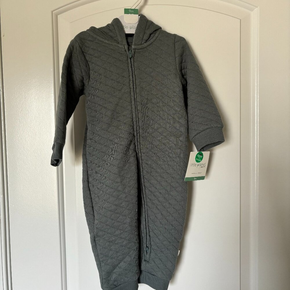 **NWT** Carter's Little Planet Blue/Grey Hooded Zip up Hooded Onesie, 9 months